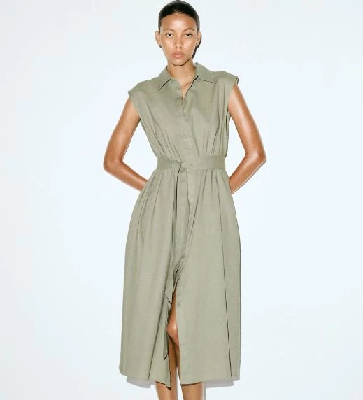 H&M Linen Blend Shirt Dress